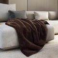 Mon Chateau Luxury Ultimate Plush Faux Fur Throw with 6cm Foldover for Couch, Sofa, or Bed - Plush Ultra Soft Blanket for Sleeping or Home Décor, 60" x 70" (Foldover Brown)-Ruum Studio Home
