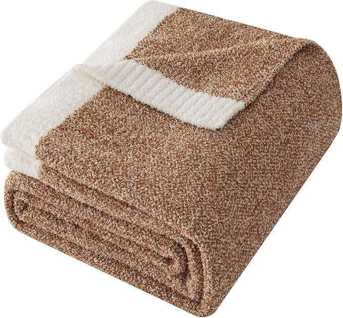 LURKA Fine Knit Throw Blanket - Super Soft Breathable Lightweight Blanket for Couch Bed Sofa (Camel, Throw(50"x 60"))-Ruum Studio Home