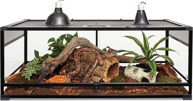 Zilla QuickBuild Reptile 65 Gallon Glass Terrarium Habitat with Sliding Door For Geckos, Snakes, Lizards, Frogs, Turtles, and Tortoises, 48" x 18" x 18"-Ruum Studio Home