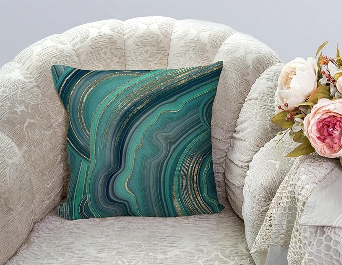 TSSOHU Throw Pillow Cover 18x18 Inch Luxury Green Marble Home Decor Pillowcas Square Cushion Cover for Sofa Bed Couch-Ruum Studio Home