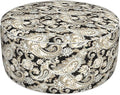 Inflatable Ottoman Stool D31 xH14 for Outdoor/Indoor Use, Water Repellent Patio Foot Rest Stool with Portable Handle,Round Pouf Ottoman Suitable for Garden,Deck and Camping - Paisley Black-Ruum Studio Home