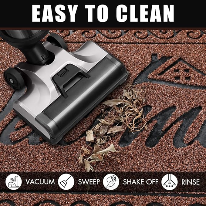 Yimobra Welcome Mat, Heavy Duty Sturdy Door Mats for Home Entrance Outdoor Indoor, Front Doormat for Outside Patio Floor Entry Porch Garage Office, Waterproof, Low Profile, 47 x 24, Maroon-Ruum Studio Home