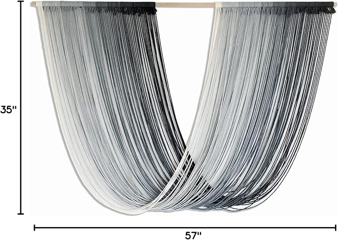 Flber Macrame Wall Hanging Large-Scale Dip-Dye Blue Bohemian Yarn Tapestry Home Room Wall Decor 57" Wx 35" L-Ruum Studio Home