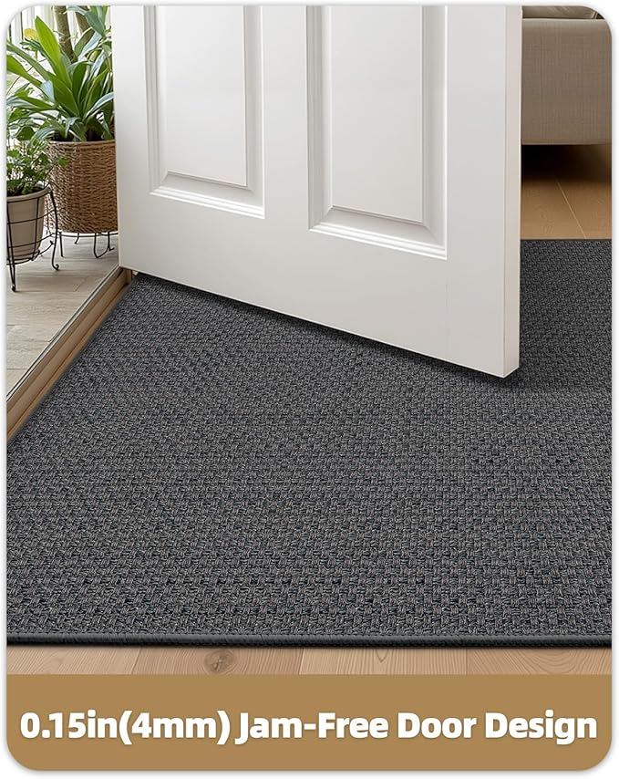 Color&Geometry Front Door Mat Indoor 26"x47", Rugs for Entryway, Non Slip Washable Low-Profile Inside, Entry Mat Entry Rug Door Mat Indoor Entrance, Grey (Rolled-up NO Creases)-Ruum Studio Home