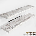 RICHFOCUS 55Inch Floating Shelves for Wall 2 Pack Shelves for Bedroom|Kitchen|Bathroom Wall Mounted Rustic Distressed Wood Floating Shelf with Invisible Brackets for Books|Storage|Decor, Rustic-Ruum Studio Home
