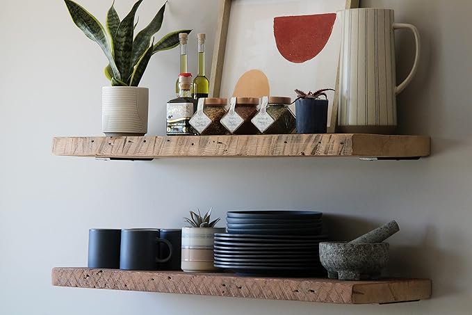 Urban Legacy Deep Floating Shelves | Reclaimed Barn Plank Deep Floating Shelves with Low Profile Brackets | High Weight Capacity (36" x 11" x 2")-Ruum Studio Home