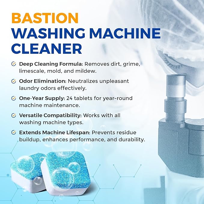 Washing Machine Cleaner Tablets 24 pack Powerful Descaler -Deep Cleaning for HE Front Loader & Top Load Washer Septic Safe Eco-Friendly Deodorizer Clean Drum & Laundry Tub Seal- Year's Supply-Ruum Studio Home
