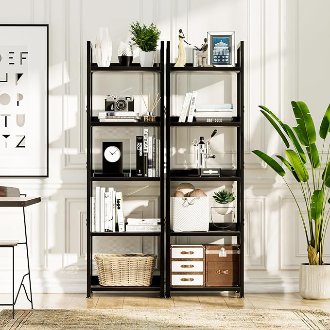 NUMENN Narrow Bookshelf, 5 Tier Bookshelves, Home Office Bookcase Shelf Storage Organizer, Free Standing Storage Shelving Unit for Bedroom, Living Room and Home Office, Black-Ruum Studio Home