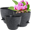 12/10/9 inch Large Self Watering Pots, Planter, Plant Pots with Mesh Drainage Holes for Indoor Outdoor Garden Plants, Plastic Flower Pots with Removable Deep Reservoir, Speckled Black-Ruum Studio Home