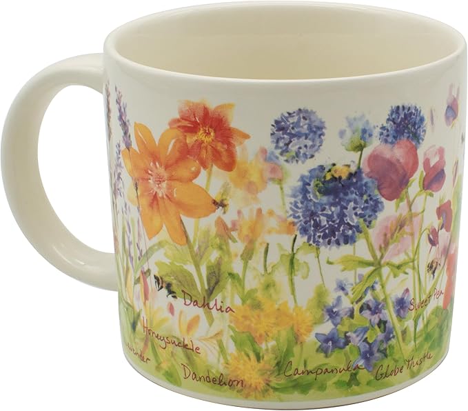 The Unemployed Philosophers Guild Bee Garden Coffee Mug - Features Beautiful Watercolor Flowers and Buzzing Bees - Comes In A Fun Gift Box, 14 oz-Ruum Studio Home