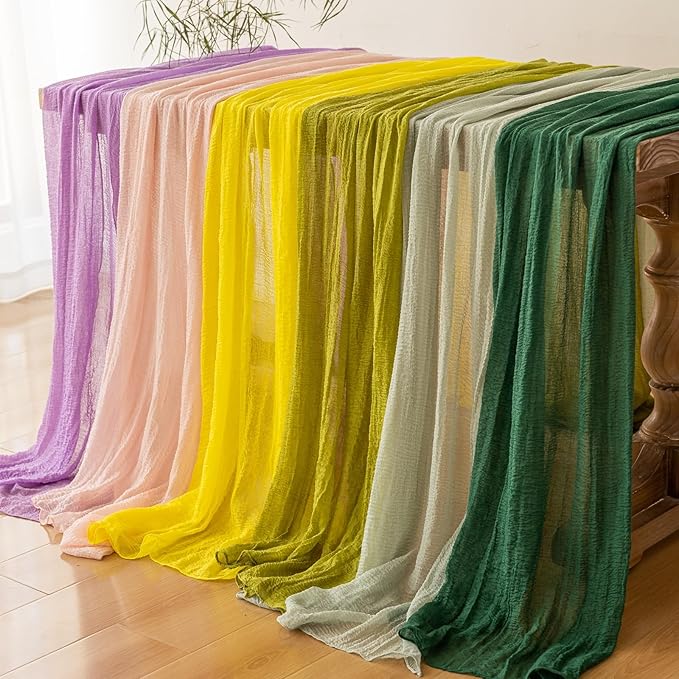 6pcs Moss Green Cheesecloth Table Runner Gauze 120 Inch 10 FT Rustic Boho Cheese Cloth Runner for Wedding Baby Shower Bridal Shower Birthday Party Long Sheer Home Decorations-Ruum Studio Home