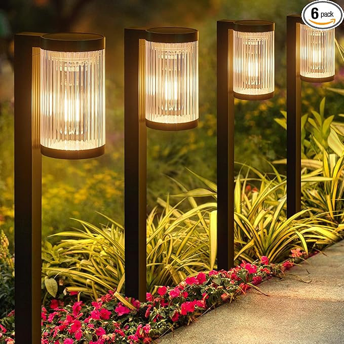 Solar Pathway Lights Outdoor, 6 Pack Upgraded Outdoor Solar Lights for Outside Super Bright Up to 12Hrs, IP65 Waterproof Solar Garden Lights for Yard Landscape Path Walkway Decoration-Ruum Studio Home