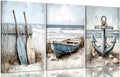 3Pcs Coastal Beach Canvas Wall Art Sailboat Paddle And Anchor Paintings Pictures Wall Decor Nautical Posters Prints Artwork Suitable for Living Room Bedroom Home Office Corridor Home Decroation-Ruum Studio Home