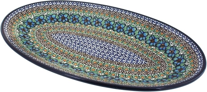Blue Rose Polish Pottery Mardi Gras Oval Platter-Ruum Studio Home