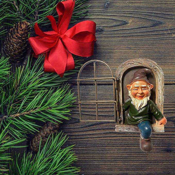 Whimsical Fairy Garden Gnome Statue, Tree Faces Decor Outdoor -5.9 Inch, Funny Garden Tree Decoration,Ideal Patio Yard Lawn Porch Decoration-Ruum Studio Home
