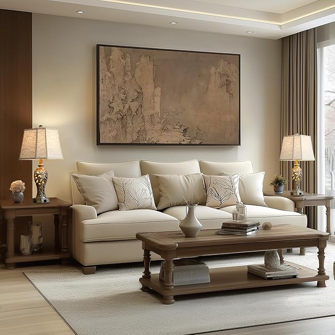 Vintage Table Lamps Set of 2 for Living Room Bedroom, 2 USB Ports 25'' Rustic Farmhouse Desk Lamp with Nightlight, Iron Gray Hollow Out Resin Lamp for End Table (Bulbs Included)-Ruum Studio Home