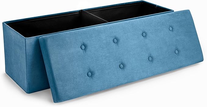 Sorbus Storage Ottoman Bench – Collapsible/Folding Bench Chest with Cover – Perfect Toy and Shoe Chest, Hope Chest, Pouffe Ottoman, Seat, Foot Rest, – Contemporary Faux Suede (Teal)-Ruum Studio Home
