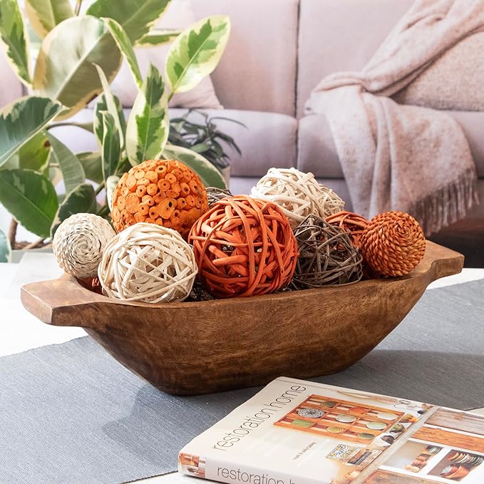 ANDALUCA Large Decorative Vase Filler Bag with Orbs, Balls (Burnt Orange)-Ruum Studio Home
