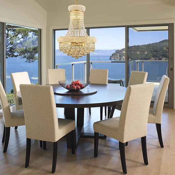 10 - Light Unique Empire Crystal Chandelier for Foyer Entryway Living Room Dining Room Bedroom Hallway Gold Finish-Ruum Studio Home