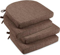 downluxe Indoor Chair Cushions for Dining Chairs, Soft and Comfortable Textured Foam Kitchen Chair Pads with Ties and Non-Slip Backing, 16" x 16" x 2", Brown, 4 Pack-Ruum Studio Home