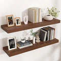 Floating Shelves - 2 Large Wall Mounted Shelves with Invisible Brackets, Long Walnut Wood Floating Wall Shelf for Living Room, Bedroom, Kitchen (36" W x 9" D x 1.5" H)-Ruum Studio Home