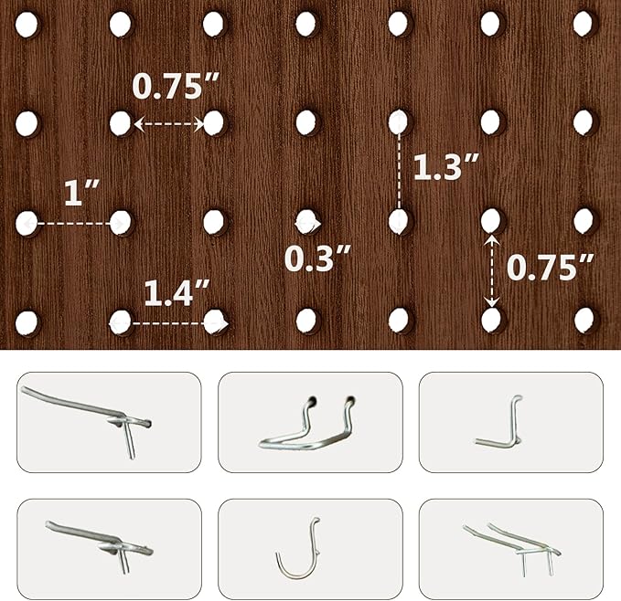 6 Panel Pegboard Room Divider, 5.6Ft Pegboard Display Folding Privacy Screens, Wood Room Divider Peg Board Display Freestanding for Trade Show Craft Show Home Wall Organizer, Brown-Ruum Studio Home