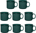 Set of 8 Ceramic Campfire Mugs – 15 Oz, Green – Coffee & Tea Cups for Home, Work, Travel, Camping – Customizable, Great for DIY, Events, Companies-Ruum Studio Home