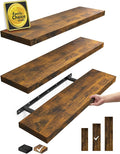 BAYKA Floating Shelves for Wall, 22.5 inches Wall Mounted Rustic Wood Shelves for Bathroom, Bedroom, Living Room, Floating Shelves for Books/Storage/Decor(Rustic Brown,Set of 3)-Ruum Studio Home