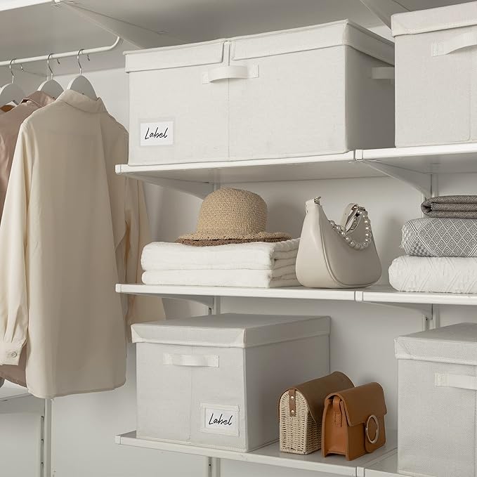 GRANNY SAYS Fabric Storage Bin with Lid, Decorative Storage Box for Shelves, Container Storage Basket Organizer, Closet Bins with Lids for Organizing, Jumbo, Ivory, 1-Pack-Ruum Studio Home