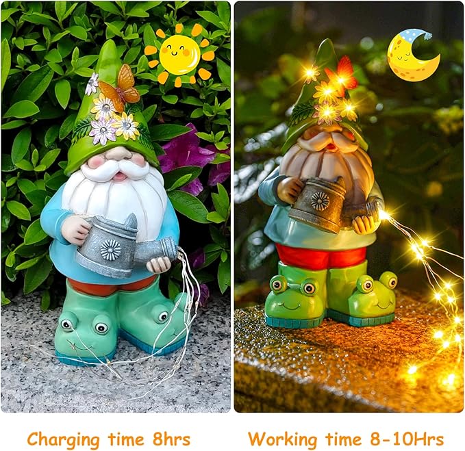Solar Watering Can Gnome Light Waterproof - Funny Gnome Mother' s Day Gifts for Mom Women Solar Outdoor LED Lights Resin Large Garden Gnomes Statues Decor Lantern Figurines Decorations Indoor Porch-Ruum Studio Home