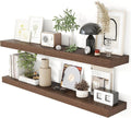 Heimlove 48 Inch Floating Shelves for Wall 8 Inch Deep Walnut Shelves Set of 2,Wall Mounted Rustic Wood Long Floating Shelf，Large Display & Storage Shelf with Invisible Brackets-Ruum Studio Home
