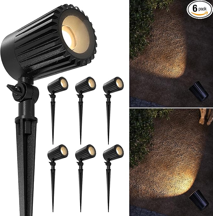 Sunco 6 Pack Garden Tree Flag Lights Outdoor [Luces para Jardin], LED Low Voltage Scope Spotlight with Connectors, 10W, Selectable CCT 2700K/4000K/5000K, 12V-24V, Beam Angle Adjustable, IP65 ETL-Ruum Studio Home