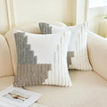 HOdo Home 18x18 Throw Pillow Covers, 2PCS Tufted Boho Jacquard Pillow Covers,Farmhouse Decorative Pillow Cover,Pillow Cases for Couch Sofa Bed Stylish Decor, Simple Textured Cushion Sham-Ruum Studio Home