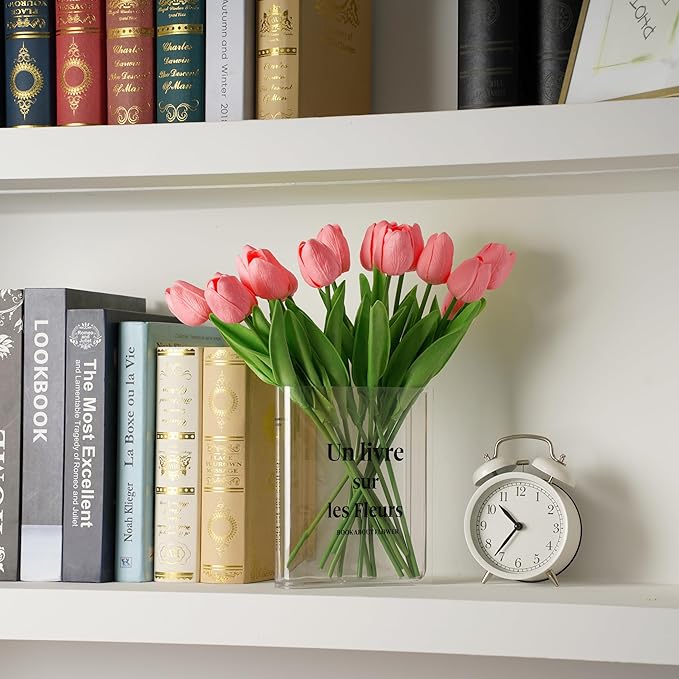 20pcs Pink Artificial Tulip Fake Flower 12.9 Inch Spring Mother's Day Easter Gift for Home Kitchen Wedding Decoration-Ruum Studio Home