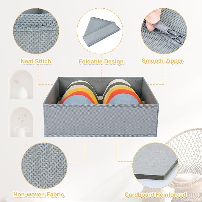 DIMJ Drawer Organizer 15 Pack - Foldable Baby Clothes Storage & Dresser Organizer for Nursery, Bedroom, Closet - Nursery Organization Dresser Dividers for underwear, Sock,Bra, Belt, Tie, Gray-Ruum Studio Home