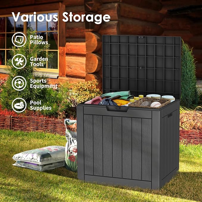 DRATO Deck Boxes, 31 Gallon Outdoor Storage Box for Patio Cushion, Sports Equipment, Garden Tools, Waterproof and UV Resistant, Lockable (Black)-Ruum Studio Home