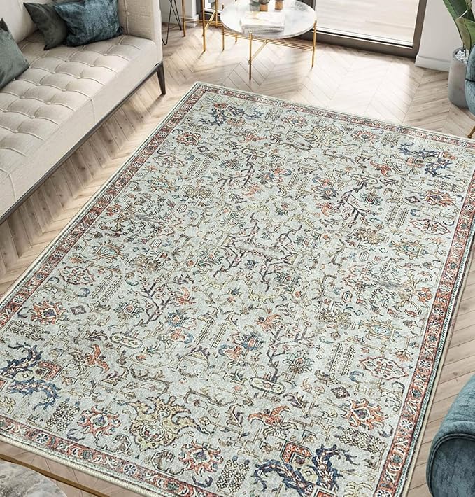 Keen Home Design 4x6 Rug - Machine Washable Area Rug with Non-Slip Backing, Ideal for Living Room, Dining Room, Bedroom - Vintage, Easy Clean, Durable, Low Pile Rug - (4' x 6')-Ruum Studio Home