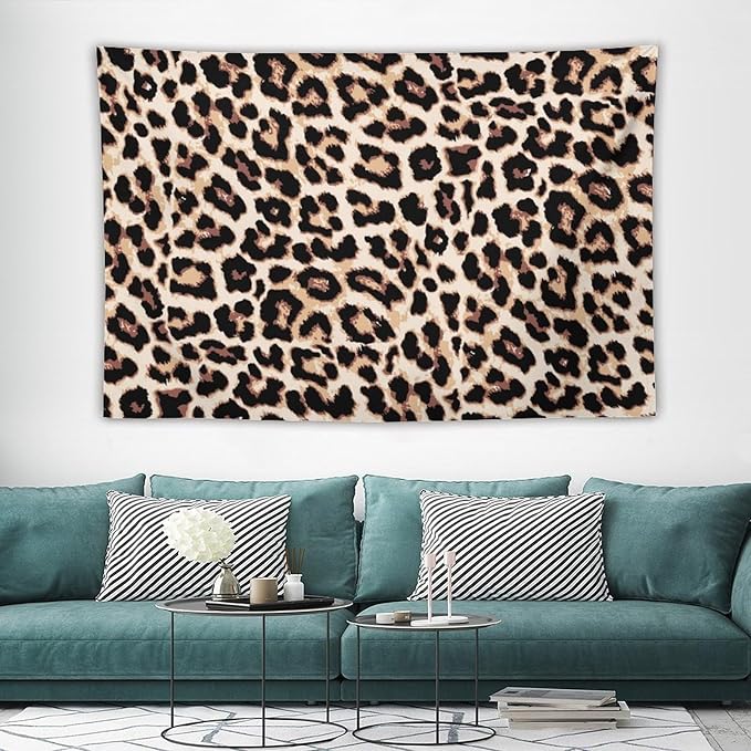 HZOHNAGO Leopard Print Tapestry Rustic Brown Leopard Wild Animal Printed Wall Tapestry Painting Wall Hanging for Bedroom Living Room Dorm 60" W x 40" H-Ruum Studio Home