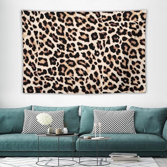 HZOHNAGO Leopard Print Tapestry Rustic Brown Leopard Wild Animal Printed Wall Tapestry Painting Wall Hanging for Bedroom Living Room Dorm 60" W x 40" H-Ruum Studio Home