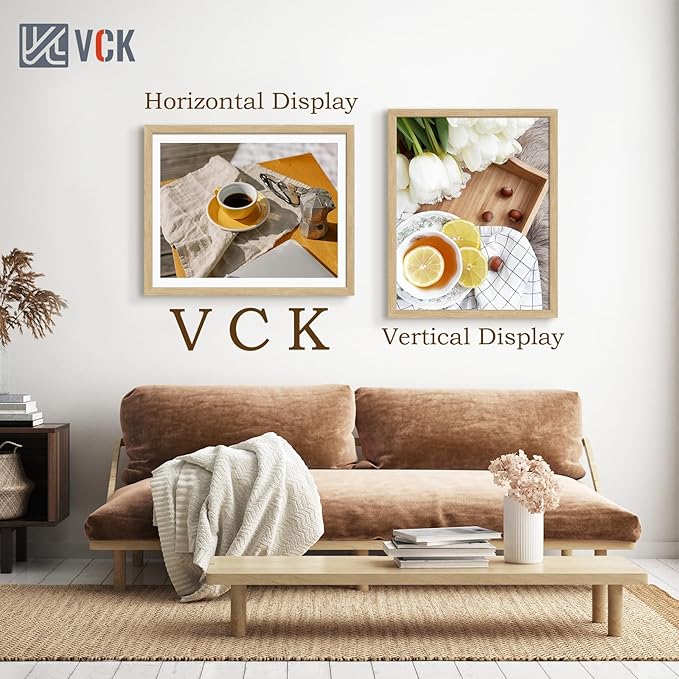 VCK 20x30 Oak Wood Frame for Poster & Picture, Natural Solid Wood Photo Frames 3 Pack, Wall Mounting Hanging-Ruum Studio Home