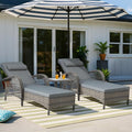VIVIJASON 3 Pieces Outdoor Wicker Chaise Lounge Chair Set, All-Weather PE Rattan Cushioned Patio Lounger Set of 2 with Side Table, Adjustable Pool Sunbathing Recliner with Armrest & Pillow, Gray-Ruum Studio Home