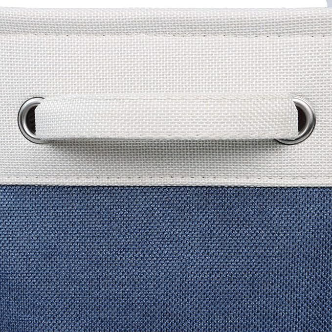 Kntiwiwo Foldable Storage Bins 15" x 10" x 9.5" Fabric Storage Basket Cube with Handles Large Linen Closet Organizer Bins for Organizing Shelf Home, Set of 3, Blue-Ruum Studio Home