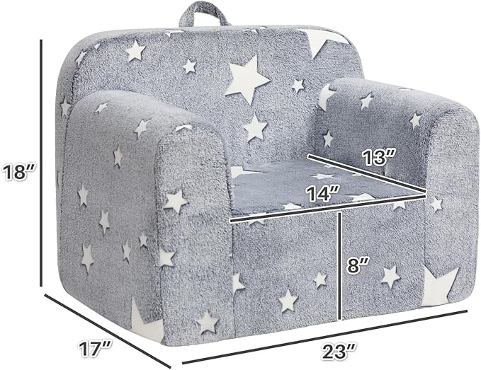 ALIMORDEN Kids Ultra-Soft Snuggle Foam Filled Chair, Single Cuddly Sherpa Reading Couch for Boys and Girls,Star-Ruum Studio Home