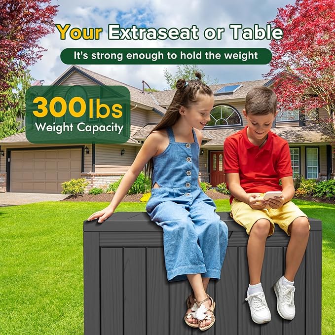 45 Gallon Resin Deck Box, Waterproof Outdoor Storage Bin for Patio, Poolside, and Garden, Lockable & UV-Resistant, Ideal for Small Spaces, Black-Ruum Studio Home