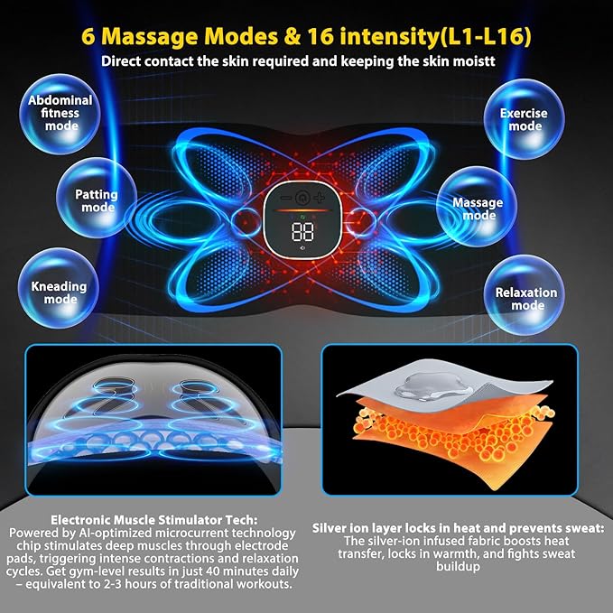 Ab Stimulator Muscle Toner, Abs Stimulator Abdominal Massage Belt with Heat for Belly Fat Burning & Cellulite Melting & Stomach Smooth Firming, Lower Back Massager for Women Men Pain Relief Gifts-Ruum Studio Home