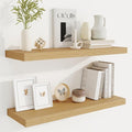 Fun Memories Floating Shelves for Wall, 30 Inch Rustic Wood Wall Mounted Shelves for Bathroom, Bedroom, Kitchen, Living Room, Deep Floating Shelves for Storage & Home Decor (Oak, Set of 2)-Ruum Studio Home