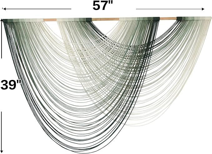 Macrame Wall Hanging Green Yarn Art Dip-Dye Boho Wall Decor Fiber Wall Art Craftsmanship Home Decor 57" W x 39" L-Ruum Studio Home