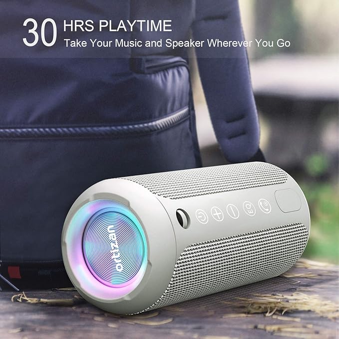Ortizan Portable Bluetooth Speaker, IPX7 Waterproof Wireless Speaker with 24W Loud Stereo Sound, Outdoor Speakers with Bluetooth 5.0, 30H Playtime,66ft Bluetooth Range, Dual Pairing for Home-Ruum Studio Home