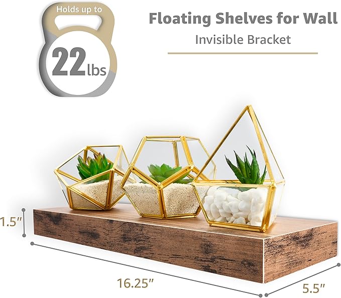 Sorbus Floating Shelves for Wall, Bathroom Shelves Wall Mounted for Kitchen, Bedroom, Living Room, Bathroom Storage, Over Toilet, Hanging Book Shelf for Wall Home Decor (Mahogany, 4 Pack)-Ruum Studio Home