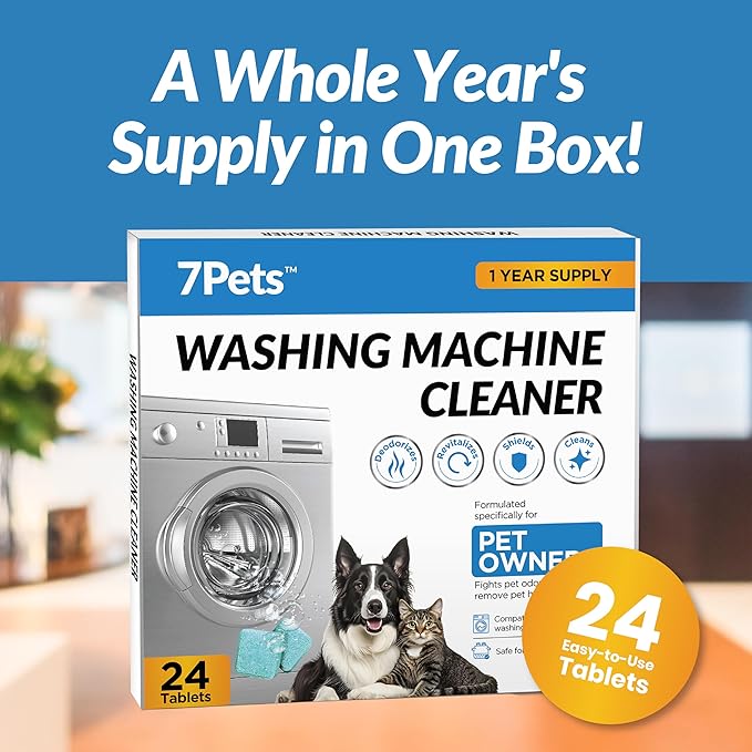 Washing Machine Cleaner Tablets - 24 Count 1-Year Supply | Formulated for Pet Owners | Pet-Friendly Deep Descaler | HE, Top & Front Load | Septic Safe & Eco-Friendly | Eliminates Odor & Residue-Ruum Studio Home